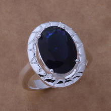 Кольцо из стерлингового серебра 925 пробы, модное Ювелирное кольцо для женщин и мужчин, романтическое кольцо с синим камнем/efamvma fubaolia AR356 2024 - купить недорого