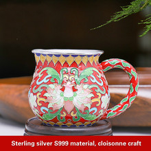 Silver Tea Cup Cloisonne Pure Silver Justice Cup Pure Handmade Silver Tea Hai Kung Fu Tea Set 2024 - buy cheap