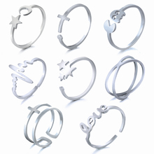 Oro plata de color de acero inoxidable de tamaño variable anillos de compromiso amante para mujeres hombres joyería de la venda de la boda accesorios regalos 2024 - compra barato