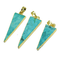 Joyas de chapado en oro 2020 gemas colgantes de piedra para la fabricación de joyería triángulo plano de rayas howlita verde colgante amuleto encantos de las mujeres 2024 - compra barato