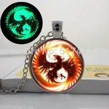 2015 New Fashion Glowing Jewelry, Phoenix Mythical fire bird jewelry Glass Dome Necklace. glow in the dark necklace 2024 - buy cheap