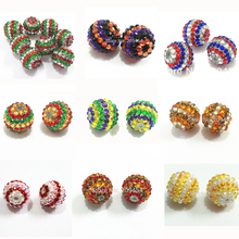 Wholesale ! 20mm 100pcs/bag  Resin Stripe Rhinestone Ball Beads For Fashion Chunky Kids Jewelry/Hand Made Design 2024 - buy cheap