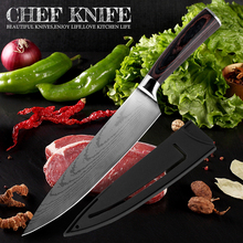 XITUO-cuchillo de cocina Pro Chef, 8 pulgadas, japonés, 7CR17, acero inoxidable de alto carbono, lijado láser, patrón de Damasco, Santoku Kn 2024 - compra barato