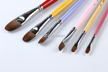 6pcs of Round Head Gouache Oil Painting Brushes Weasel hair brush with Colored Handle art supplies 2024 - buy cheap