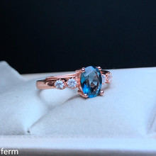 Anel de topázio azul natural com detalhes em prata esterlina 925, joias finas de alta qualidade, anel com curvas suaves e forma oval embutida de 1 quilate 2024 - compre barato