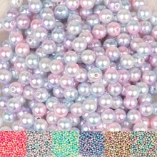 Cuentas de perlas de imitación de ABS de varios colores del Arcoíris, abalorios redondos sueltos para varias joyas, tamaño a elegir 4/6/8/10mm 2024 - compra barato