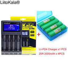 1 pçs novo liitokala lii-PD4 lcd 3.7v 18650 21700 carregador de bateria + 4 pçs 3.6v 18650 INR18650-25R 2500mah bateria recarregável 2024 - compre barato