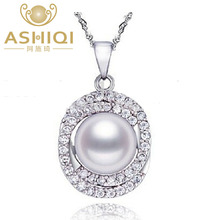 ASHIQI-colgantes y collares de perlas de agua dulce naturales para mujer, joyería de plata de ley 925, regalo de boda 2024 - compra barato