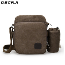 DECRJI Vintage Canvas Bolsa Masculina Multifunction Water Cup Bags Male Shoulder Crossbody Bags Large Capacity Men Messenger Bag 2024 - buy cheap