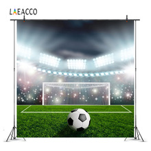 Laeacco-fondos de fotografía de campo de fútbol, campo de fútbol, estadio de pastizales, sesión fotográfica de cumpleaños para estudio fotográfico 2024 - compra barato