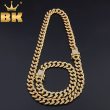 THE BLING KING-cadena de eslabones cubanos de 13mm, conjunto de collar y pulsera con diamantes de imitación, joyería ostentosa de hip hop 2024 - compra barato