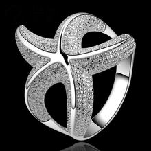 Silver Color Ring For Women Fashion unisex Jewelry Sea Star Starfish Shape Men Wedding Wholesale Dropshipping 2024 - buy cheap