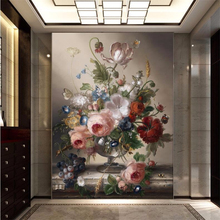 beibehang photo wallpaper quality flash silver cloth Simple and romantic living room decorative painting noble vase large mural 2024 - buy cheap