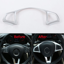 YAQUICKA New ABS Car Steering Wheel Decoration Frame Trim Sticker Car-styling For Mercedes Benz C GLC 2015-2017 E GLA 2016-2017 2024 - buy cheap