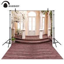 Allenjoy-Fondo de fotografía para estudio fotográfico, accesorios para sesión fotográfica, porche, Primavera, árbol, suelo de madera, boda 2024 - compra barato