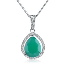 Женское Ожерелье GEM'S BALLET, подвеска в форме капли из натурального зеленого агата, из серебра 925 пробы, на свадьбу 2024 - купить недорого