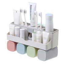 Dispensador automático de pasta de dientes, soporte de almacenamiento, estante de montaje en pared, conjunto de accesorios de baño 2024 - compra barato