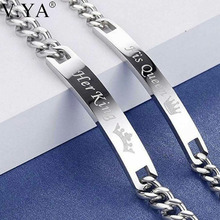 V.Ya-Pulseras de acero inoxidable para parejas, brazalete con abalorio con forma de corona, para hombres y mujeres 2024 - compra barato