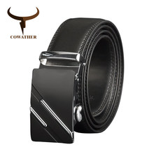 COWATHER Men Belts Luxury Cow Genuine Leather Men Belt High quality Automatic Buckle Male Strap Metal Buckle Leather Strap CZ132 2024 - buy cheap