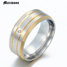 Maxmoon Fashion Jewelry Tension Setting Round Zircon Rings for Men Women  Silver Color Gold-Color Stainless Steel Ring for Party 2024 - buy cheap