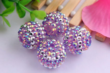 Kwoi vita Newest purple/pink/silver color 20mm 100pcs/lot Chunky Resin Rhinestone Beads Ball for Kids Girls  Jewelry Making 2024 - buy cheap