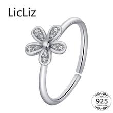 LicLiz-Anillo de plata esterlina 925 para mujer, joyería con flor de circón, oro blanco, CZ, para fiesta, con cinco pétalos, LR0687 2024 - compra barato