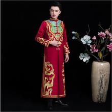 Traje de boda tradicional chino, traje de novio, chaqueta + bata, ropa de boda antigua, vestido de novio chino 2024 - compra barato