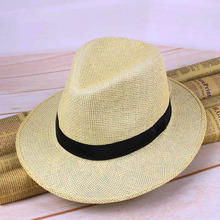 2021 homem palha panamá chapéu feito à mão cowboy boné verão praia viagem sunhat-opk 2024 - compre barato