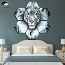 Lion Galaxy by Pixie Cold Modular Pictures 7 panels Whit King Lion Canvas painting Wall Art Picture Home Decoration Pictures 2024 - buy cheap