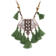 Bohemian Necklace Women Jewelry Retro Fashion Handmade Cotton Tassel Pendant Necklaces Ethnic  Maxi Collar Accessories New 2024 - buy cheap