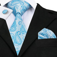 SN-476 de corbata de Cachemira azul para hombre, conjunto de mancuernas, corbatas de seda de 100% para hombre, formales, para fiesta de boda y novio 2024 - compra barato