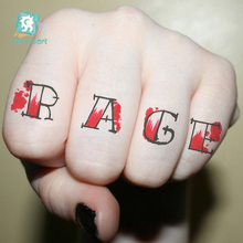 Rocooart-tatuaje de letras Rage con diseño de ballena, oso Panda, flores, serpiente, arte corporal a prueba de agua, tatuaje temporal, Tatuaje falso 2024 - compra barato