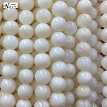 Belas jóias 6mm Mãe Branca do pearl Shell Rodada Mulheres Homens Espaçadores Contas Loose 14 "FG8743 2024 - compre barato