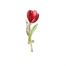 Broche de diamantes de imitación de cristal de aleación de flores de tulipán para mujer 2024 - compra barato