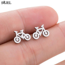 SMJEL Men Biker Black Earrings Small Stainless Steel Bicycle Stud Earring For Women Best Friend Gift Ear Jewelry aretes de mujer 2024 - buy cheap