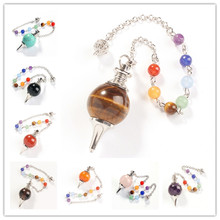 Trendy-beads Silver Plated Chain with 7 Round Beads Chakra Pendulum Pendant Many Style Stone Ethnic Jewelry 2024 - buy cheap