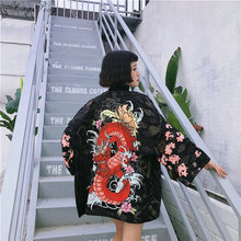 Kimono tipo Cárdigan para mujer, camisa de verano para la playa, cosplay, yukata, obi, ropa de calle japonesa, komono G081, 2019 2024 - compra barato