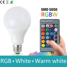 E27 RGBW LED 3W 5W 7W RGB Bulb AC85-265v Warm Cold White 16 color led rgb lamp with remote control Dimmable Lampada led rgbw e27 2024 - buy cheap