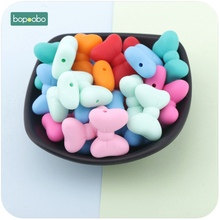 Bopoobo Silicone Bow Tie Beads 5pc Food Grade Silicone Beads Diy Teething Necklace Accessories Bracelte Made Baby Teether 2024 - buy cheap
