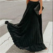 Trendy Women clothes High waist casual loose solid Lady Beach Pleated Chiffon Skirts one pieces 2024 - buy cheap