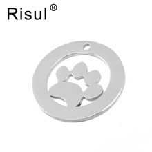 Risul pet charms blank dog paw in round pendants Stainless steel personalized print pendant both sides mirror polished 10pcs 2024 - buy cheap