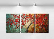 Modern Large Wall Decor 100% artist hand-painted Oil Painting canvas red leaves tree  painting(No Frame) 2024 - buy cheap