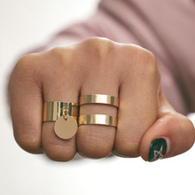Набор Колец золотого цвета в стиле бохо для женщин, круглые кольца на палец, ювелирные изделия 2024 - купить недорого