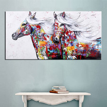 Handpainted Abstract Animal Oil Paintings On Canvas Home Decor Wall Art Knife Horse Pictures Large Colors Palette Wall Painting 2024 - buy cheap