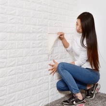 Self-adhesive wallpaper white brick stickers 3d wall stickers living room bedroom decoration TV background waterproof 70*77cm 2024 - buy cheap