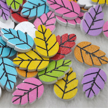 10/50/100Pcs Mix Leaf Flower Wooden Painting Sewing Buttons Scrapbooking 20X13mm WB227 2024 - buy cheap