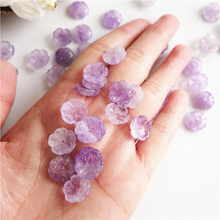5pc Carved Real Stone Flower Natural Quartz Loose Beads Purple Crystal Bead Accessories For Jewelry Making DIY Findings DYL0037 2024 - buy cheap