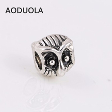10 Pcs a Lot Cute Owl Metal Beads DIY Big Hole Alloy silver plated Bead Spacer Murano Bead Charm Fit For Pandora Charms Bracelet 2024 - buy cheap