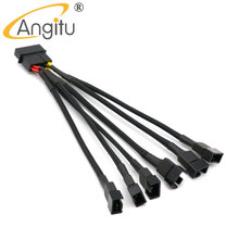 Angitu Sleved 6 портов от Molex до 4Pin PWM кабель адаптера вентилятора 2x5V, 2x7V, 2x 12V 2024 - купить недорого