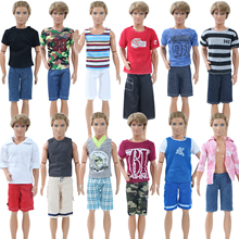 3 set Random Outfits Daily Casual Sports Wear Short Sleeves T Shirt + Shorts Summer Clothes for Ken Doll Accessories DIY Toy 2024 - buy cheap